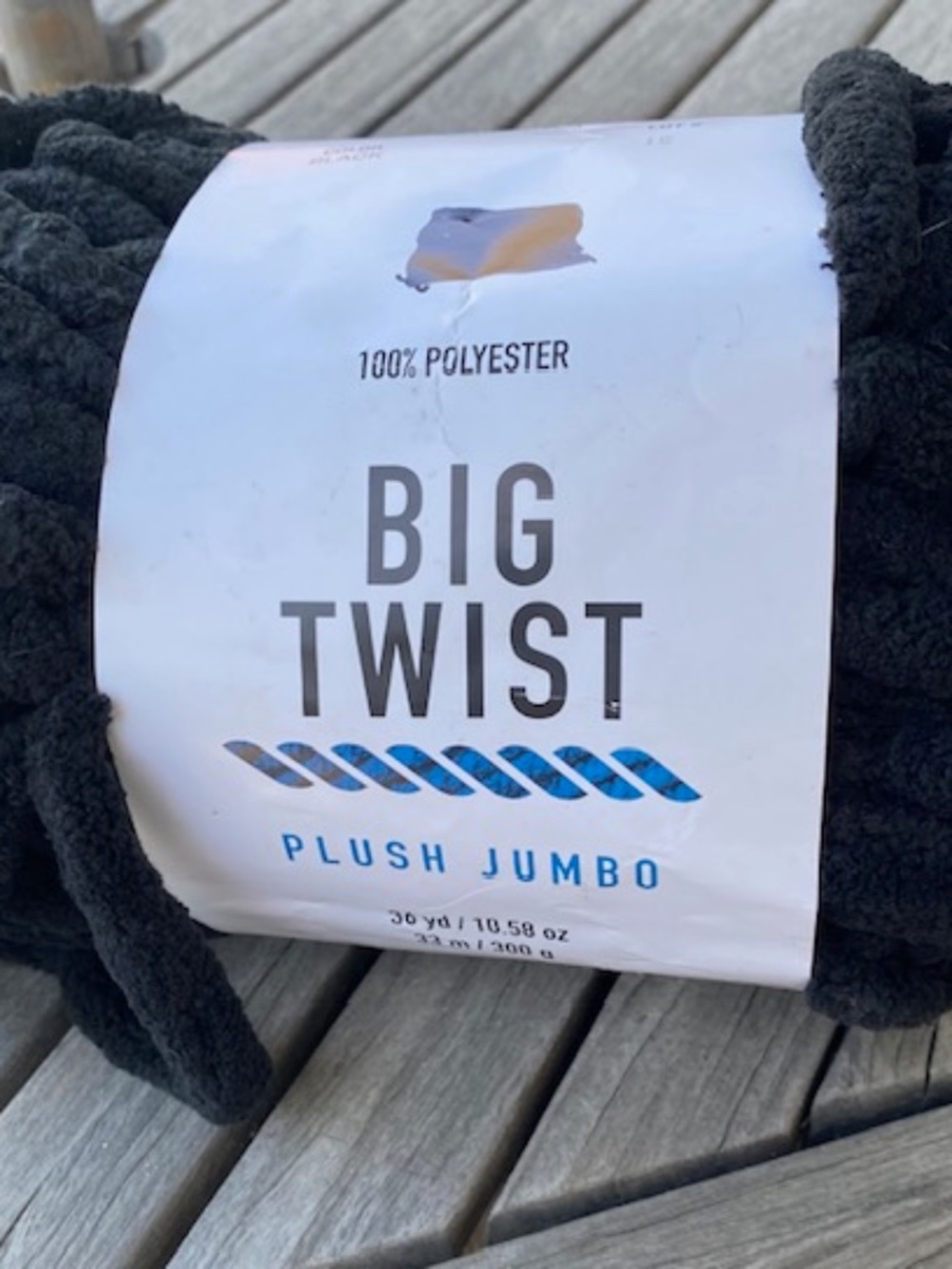 Big Twist Plush Jumbo Black Yarn, 36 yd, 10.58 oz